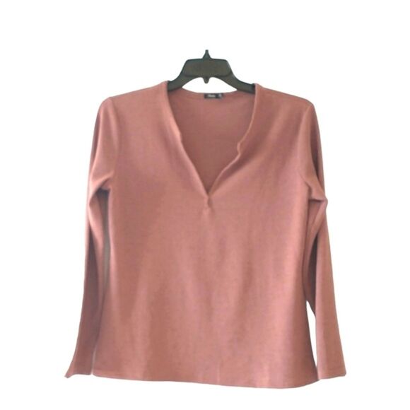 Woman's Waffle Knit Henley Top V-Neck Neutral Brown XL Gorpcore Fall Normcore - Picture 7 of 12